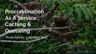 Procrastination
As A Service:
Caching &
Queueing
Presented by : Lawrence Shea
Photo by Kleber Varejão Filho on Unsplash
 