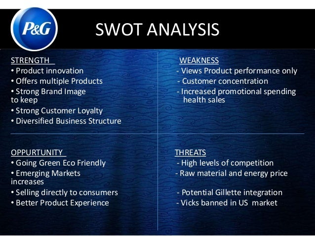 swot analysis of procter and gamble View mba fp6024_u05a1_swot analysis-attempt 1 from mba-fp 6024 at capella university procter and gamble analysis p&g wanda duncan mba fp-6024 procter and gamble (p&g) established 1837 headquarters. swot analysis of procter and gamble View mba fp6024_u05a1_swot analysis-attempt 1 from mba-fp 6024 at capella university procter and gamble analysis p&g wanda duncan mba fp-6024 procter and gamble (p&g) established 1837 headquarters.