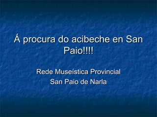 Á procura do acibeche en SanÁ procura do acibeche en San
Paio!!!!Paio!!!!
Rede Museística ProvincialRede Museística Provincial
San Paio de NarlaSan Paio de Narla
 