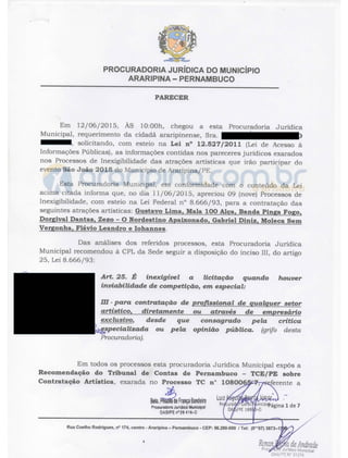 Documento da Procuradoria do Município de Araripina