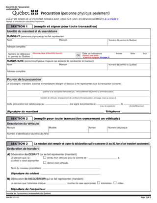 Exemple De Procuration Saaq Remplie  itamasd