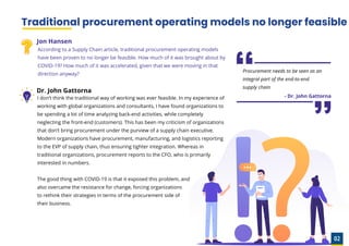 02
Traditional procurement operating models no longer feasible
Procurement needs to be seen as an
integral part of the end...