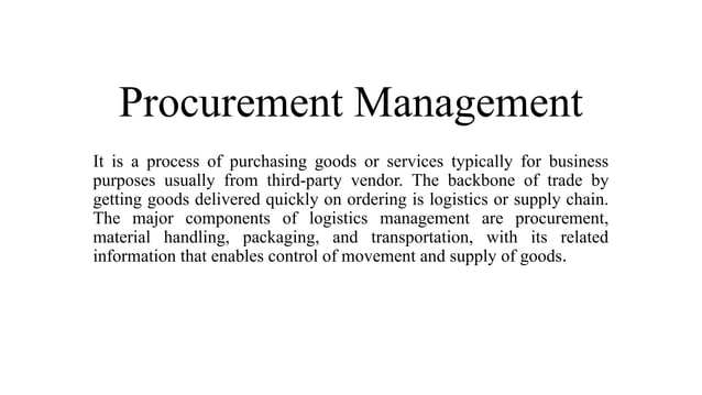 Procurement Pptx Material Management Notes Ppt