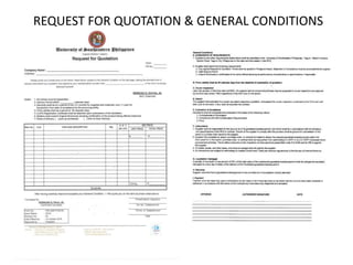 REQUEST FOR QUOTATION & GENERAL CONDITIONS
 