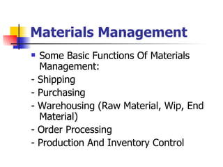 Procurement And Materials Management | PPT
