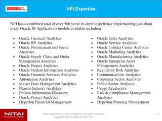 www.nitaipartners.com; Confidential, All rights reserved;
Copyright @2014; Nitai Partners Inc.
NPI Expertise
6
 