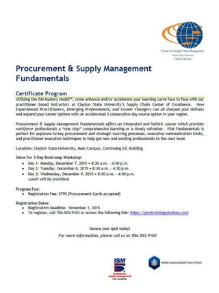Clayton State Procurement and supply certificate program