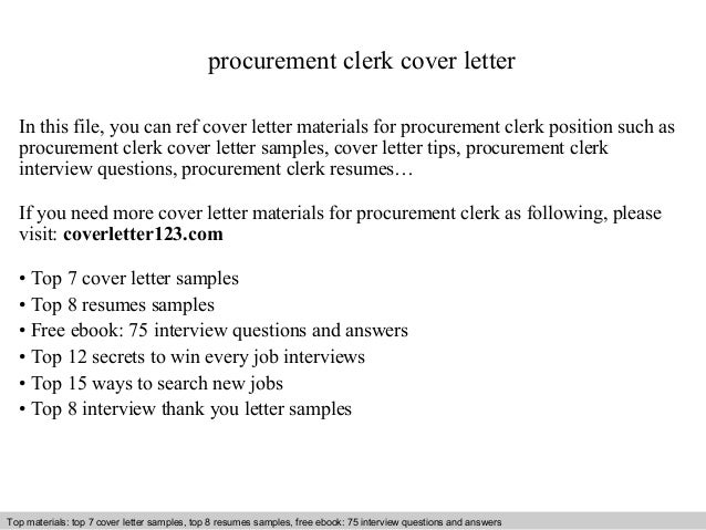 Procurement Clerk Cover Letter