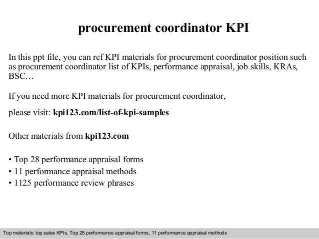procurement coordinator kpi in this ppt file you can ref kpi materials for procurement coordinator