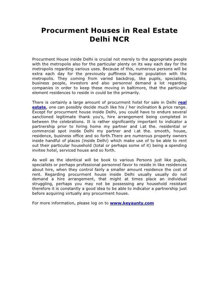 Procurement houses in real estate delhi ncr