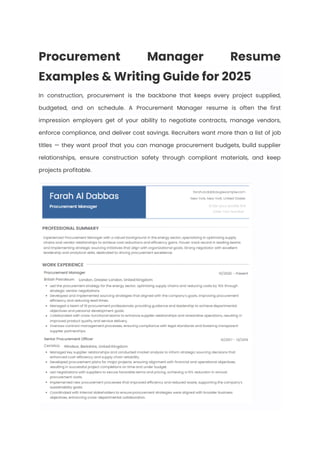 Procurement Manager Resume Examples & Writing Guide for 2025 | PDF