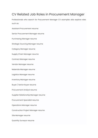 Procurement Manager Resume Examples & Writing Guide for 2025 | PDF