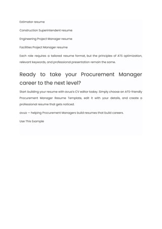 Procurement Manager Resume Examples & Writing Guide for 2025 | PDF