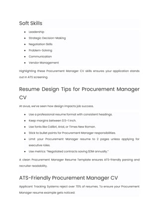 Procurement Manager Resume Examples & Writing Guide for 2025 | PDF