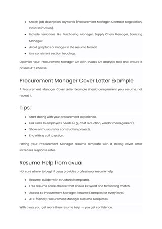 Procurement Manager Resume Examples & Writing Guide for 2025 | PDF
