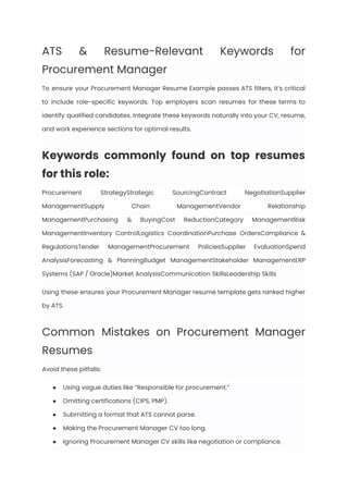 Procurement Manager Resume Examples & Writing Guide for 2025 | PDF