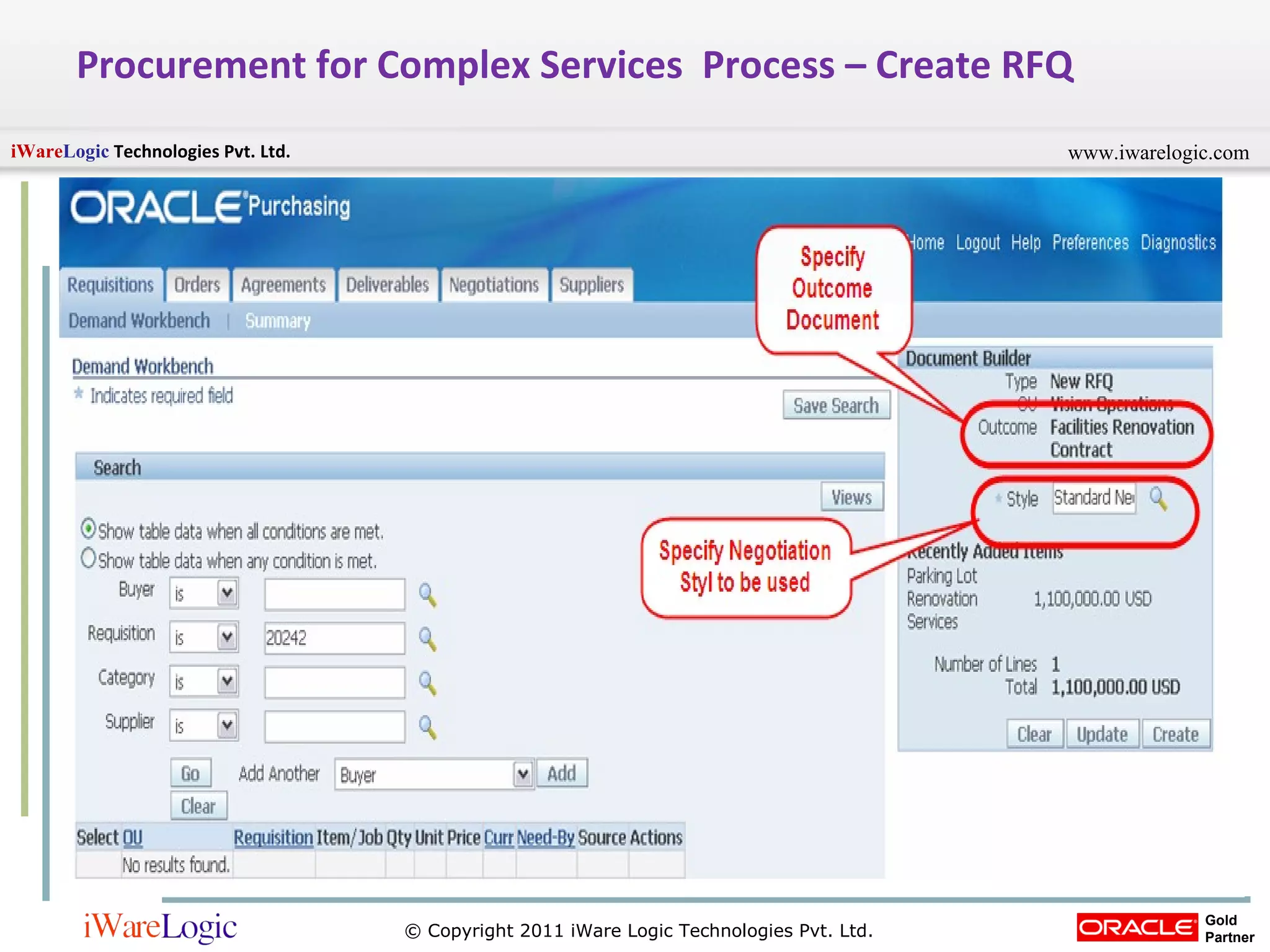 Procurement for Complex Services   Process – Create RFQ 