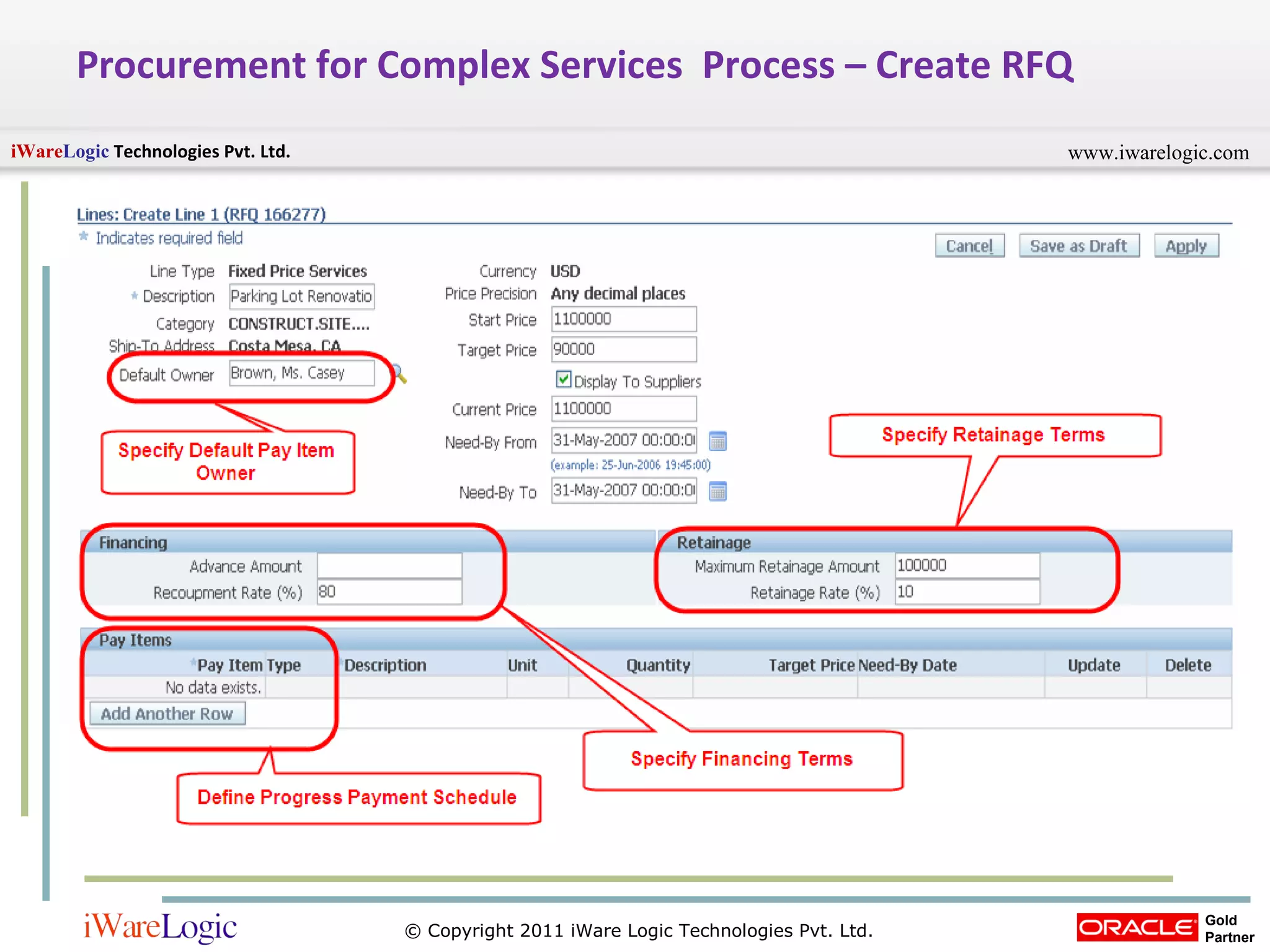 Procurement for Complex Services   Process – Create RFQ 