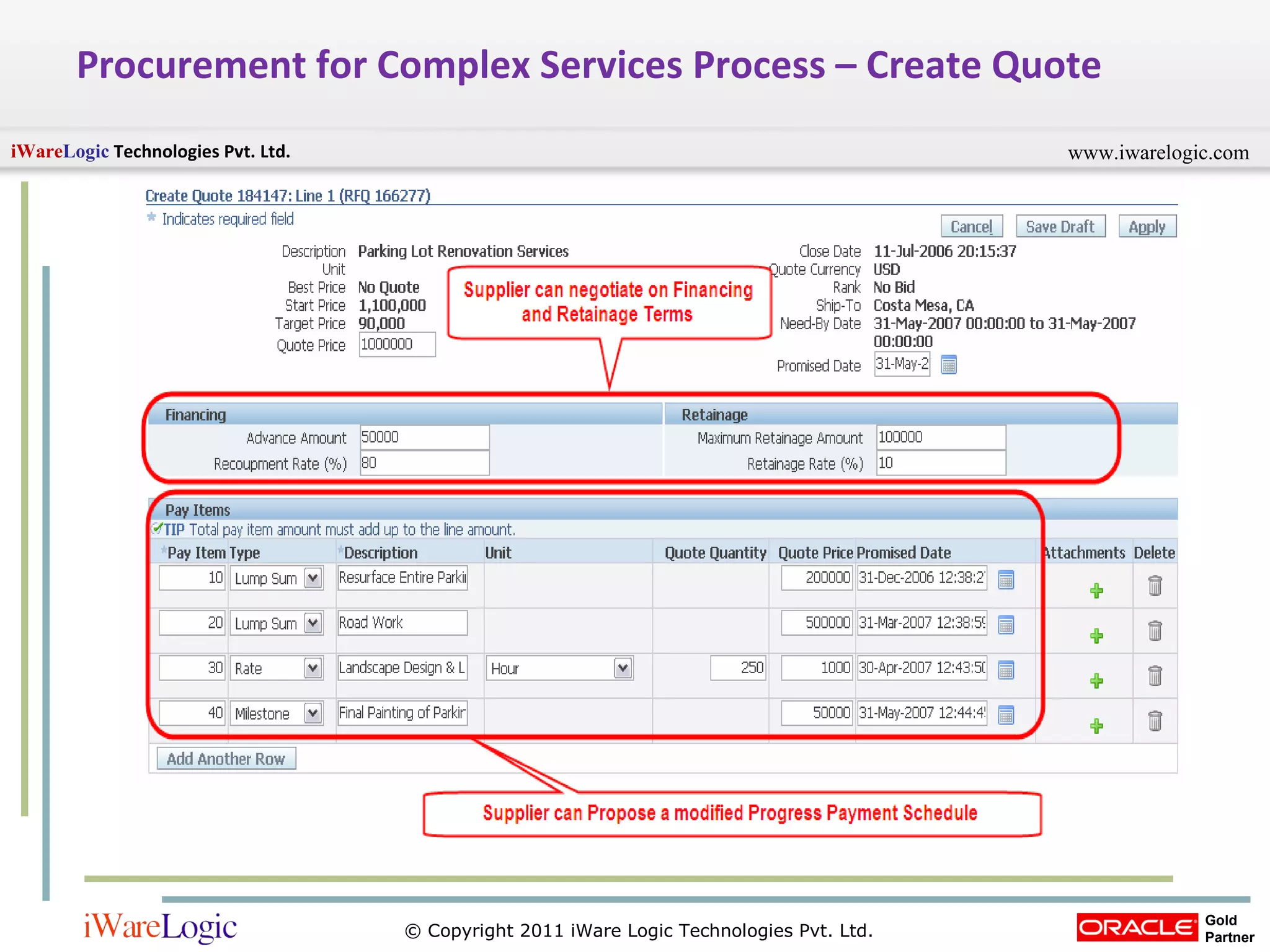Procurement for Complex Services Process – Create Quote 