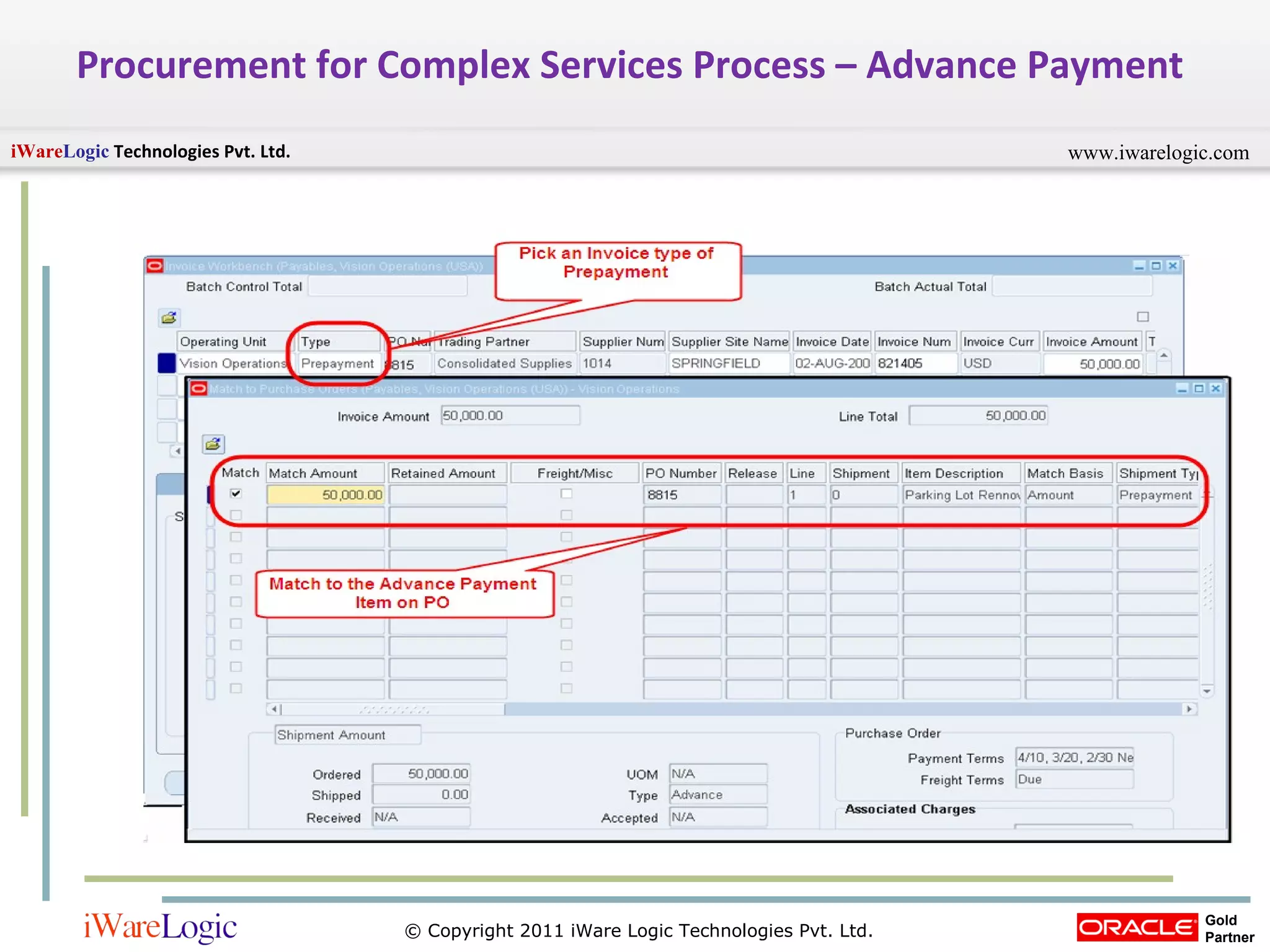 Procurement for Complex Services Process – Advance Payment 