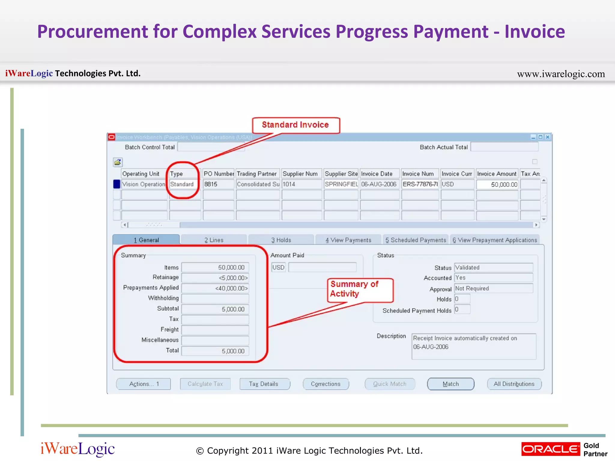 Procurement for Complex Services Progress Payment - Invoice 