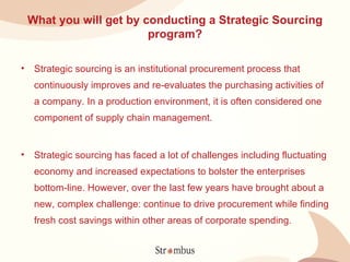 What you will get by conducting a Strategic Sourcing program? ,[object Object],[object Object]