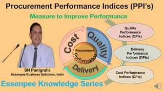 SN Panigrahi,
Essenpee Business Solutions, India
1
Quality
Performance
Indices (QPIs)
Delivery
Performance
Indices (DPIs)
Cost Performance
Indices (CPIs)
Procurement
 