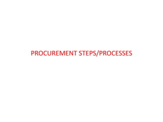 PROCUREMENT STEPS/PROCESSES
 