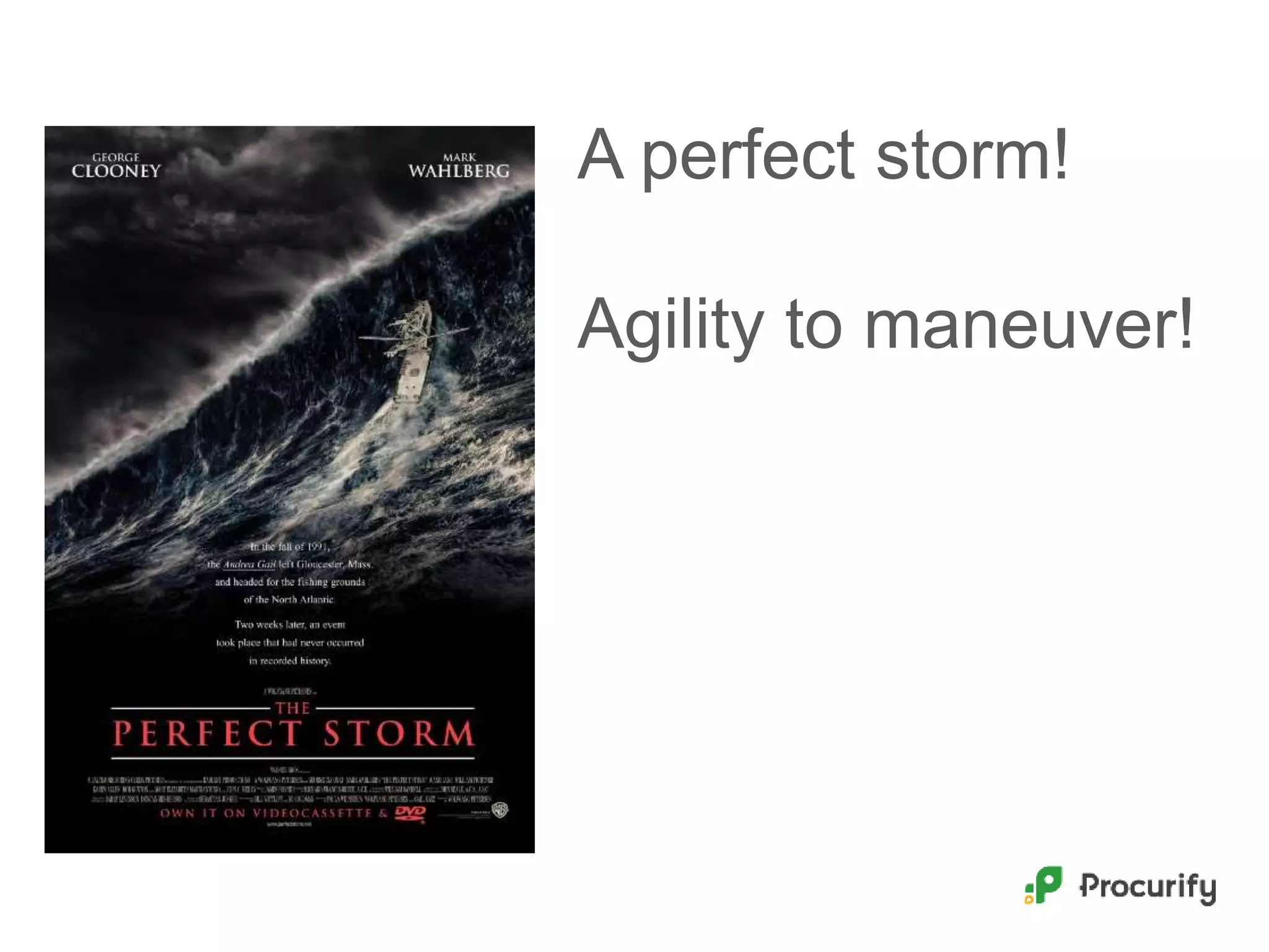 A perfect storm!
Agility to maneuver!
 
