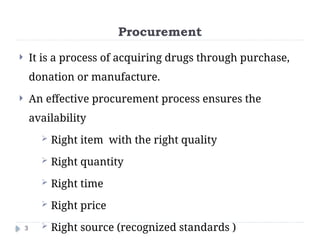 Procurement of pharmaceuticals for health Facilities | PPTX