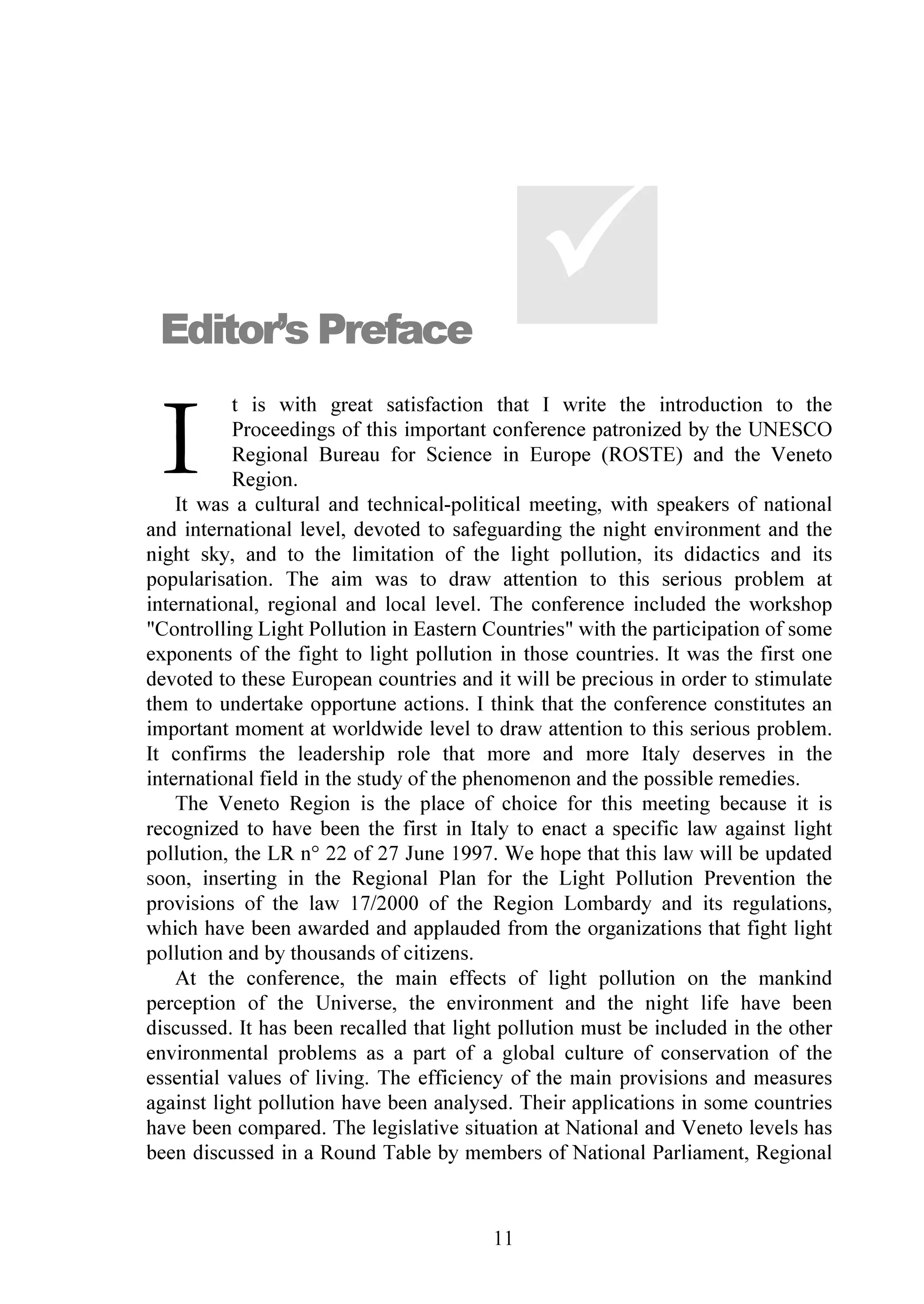 /LJKW SROOXWLRQ DQG WKH SURWHFWLRQ RI WKH QLJKW HQYLURQPHQW




  YLLL
 