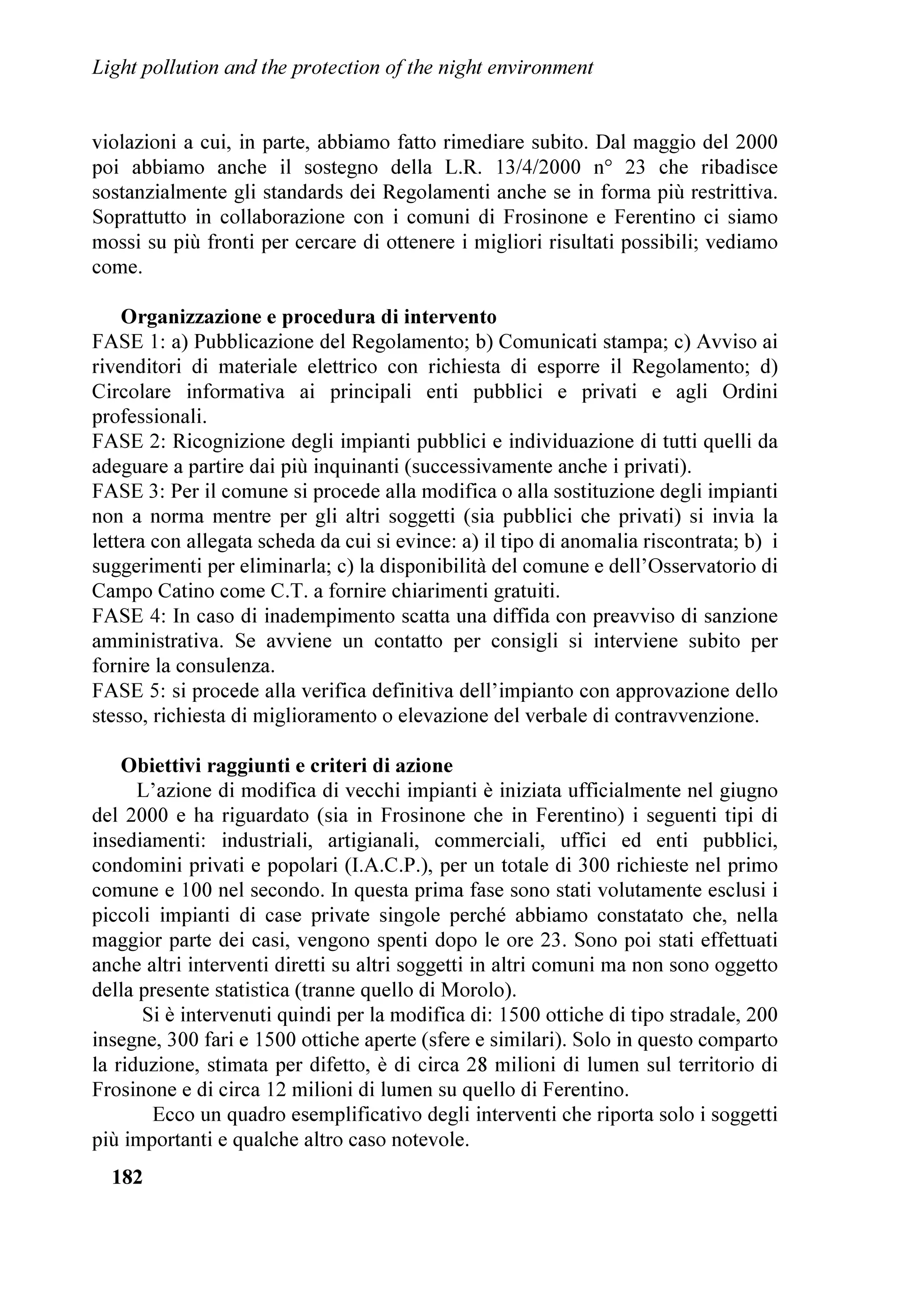 /LJKW SROOXWLRQ DQG WKH SURWHFWLRQ RI WKH QLJKW HQYLURQPHQW


UHJLRQDOL HVLVWHQWL 