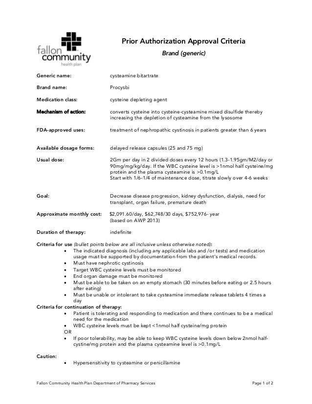 fallon community sound approach to horizon pharma procysbi fallon prior authorization form