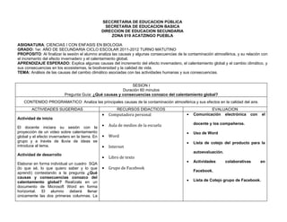 Proyecto de Aprendizaje
  “Análisis de las causas del cambio climático asociadas con las actividades humanas y sus consecuencias”

           o http://www.slideshare.net/juditte/cotejo-word
      Cotejo grupo de Facebook
           o http://www.slideshare.net/juditte/cotejo-participacion-grupo
      Dirección de la Ficha en línea
           o http://proycalentamientoglobal.blogspot.com/


      Reglas de Etiqueta Digital
           o http://www.sindominio.net/ayuda/netiquette.pdf




Judith Pérez Marcial
 