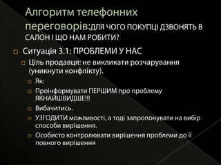ГРА “ПРОДАЖІ ПО ТЕЛЕФОНУ”Одна команда задає питання як покупець, інша дає відповіді щоб досягнути цілей.Що питають? Що відповідати?