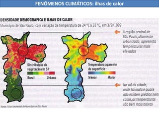 FENÔMENOS CLIMÁTICOS: ilhas de calor
 
