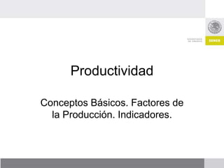 Productividad
Conceptos Básicos. Factores de
la Producción. Indicadores.
 