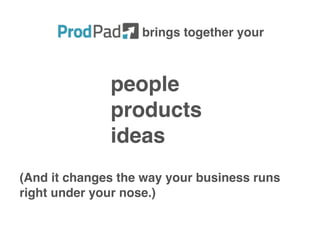 (And it changes the way your business runs
right under your nose.)
brings together your
people
products
ideas
 