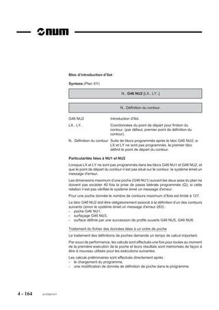 %206
                        N10 G00 G52 Z..
                        N20 T01 D01 M06 (FRAISE DIAMETRE=10 COUPE AU CENTRE)
                        N30 S600 M40 M03 M08
                        $0 POCHE RECTANGULAIRE
                        N40 G45 X50 Y25 Z-10 ER2 EX90 EY40 EB10 P3 Q8 EP50 EQ150
                        $0 POCHE CIRCULAIRE
                        N50 G45 X45 Y25 Z-26 ER-8 EB10.5 P3 Q8 EP50 EQ150 J0.5 EJ200
                        $0 POCHE OBLONGUE
                        N60 G45 X20 Y25 Z-20 ER-8 EY30 EB9.5 P3 Q8 EP50 EQ150 I0.5 J0.5 EI70 EJ200
                        $0 EBAUCHE POCHE CARREE
                        N70 G45 X75 Y25 Z-20 ER-8 EX29.6 EY29.6 P3 Q8 EP50 EQ150
                        N80 G00 Z200 M05 M09
                        $0 FINITION POCHE CARREE
                        N90 T02 D02 M06 (FRAISE DIAMETRE=6 COUPE AU CENTRE)
                        N100 S1000 M40 M03 M08
                        N110 G45 X75 Y25 Z-20 ER-8 EX30 EY30 EB3.8 P9.5 I0.5 J0.5 EP50 EI50 EJ100
                        N120 G00 G52 Z.. M05 M09
                        N130 M02




4 - 154   fr-938819/5
 