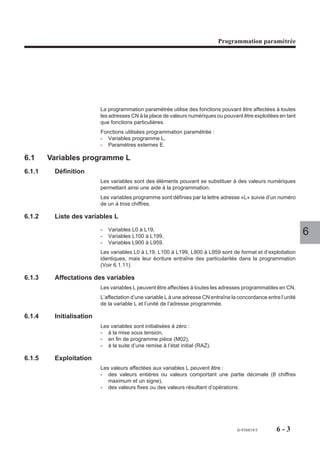 Programmation géométrique de profil




%61
N10 G00 G52 Z0
N20 T03 D03 M06 (FRAISE DIAMETRE=10)
N30 S600 M40 M03
N35 G92 R10
N40 G00 G41 X-60 Y-25                    Point a, approche
N50 Z-6                                  Position sur Z
N60 G01 Y0 EB-5 F150 M08                 Point b
N70 EA0 ES EB15                          Point c
N80 EA60 X-25 Y25                        Point d
N90 Y40 EB10                             Point e
N100 X25 EB10                            Point f
N110 Y25                                 Point g
N120 EA-60 Y0 EB13                       Point h                               5
N130 X60 EB-5                            Point i
N140 Y-20                                Point j
N150 G00 G40 G52 Z0 M05 M09              Dégagement
N160 M02




                                                        fr-938819/5   5 - 19
 