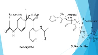 AspirinParacetamo
l
Benorylate
Sulbactum
Ampicilli
n
Sultamicillin
 