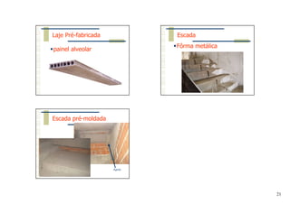 21
painel alveolar
Laje Pré-fabricada
Fôrma metálica
Escada
Escada pré-moldada
Apoio
 