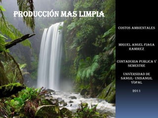 COSTOS AMBIENTALES  MIGUEL ANGEL FIAGA RAMIREZ  CONTADURIA PUBLICA V SEMESTRE UNIVERSIDAD DE SANGIL- UNISANGIL  YOPAL 2011 Producción mas limpia 