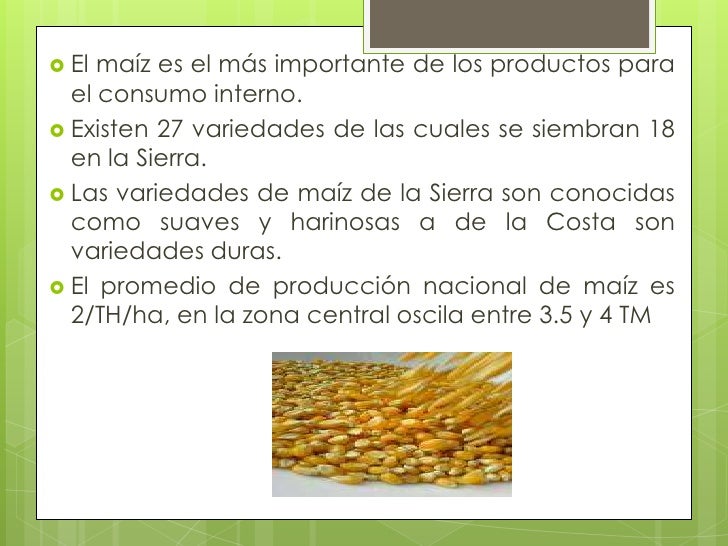 Produccion Aricola Para Consumo Interno