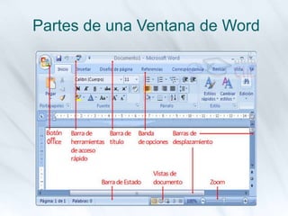 Partes de una Ventana de Word
 