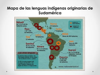 Mapa de las lenguas indígenas originarias de
Sudamérica
 