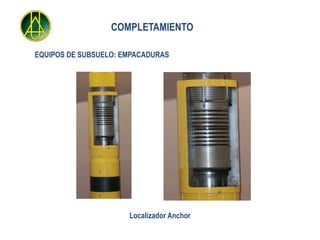 COMPLETAMIENTO
                                        SAB-3 Packer
                                                                details
EQUIPOS DE SUBSUELO: EMPACADURAS




                                                                                 Close u p A nch or
                                                                                 Sea l A ssembly
                                                  Localizador Anchor
        © 2000 S hell I nter nat ional E x plor ation and P r oduct ion B . V.               S lide nr . 11
                                                                                                              P180
 