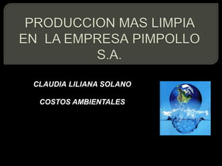 PRODUCCION MAS LIMPIA EN  LA EMPRESA PIMPOLLO S.A. CLAUDIA LILIANA SOLANO  COSTOS AMBIENTALES 