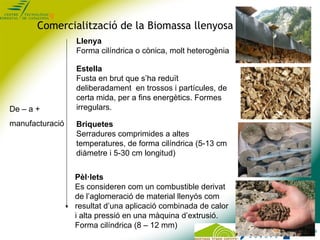 Comercialització de la Biomassa llenyosa
                 Llenya
                 Forma cilíndrica o cònica, molt heterogè...