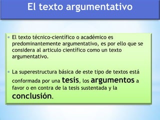 El texto argumentativo
 